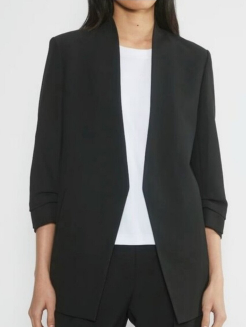 Babaton Black Collarless Open-Front Blazer